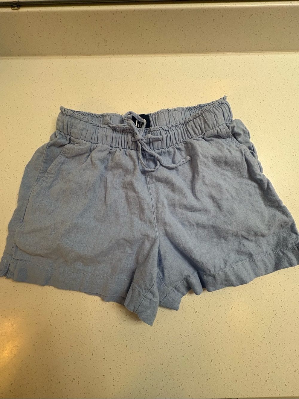 GAP Light Blue Elastic Waist Linen-Blend Women’s Shorts Size XS